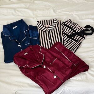 Victoria's Secret Pajama - Navy, Burgundy, Black and Light Pink Stripes